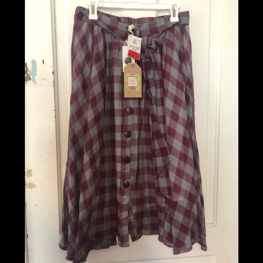Plaid button up skirt